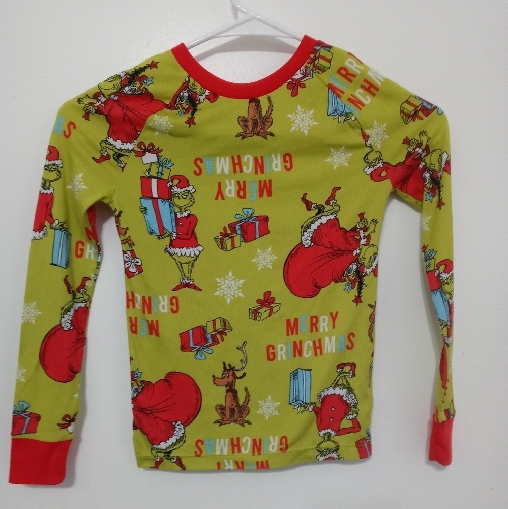 Dr. SEUSS The Grinch LONG SLEEVE "MERRY GRINCHMAS" CHILDS 8 PAJAMA TOP